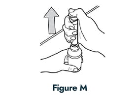 How to administer Quillivant XR methylphenidate - Step 8: Figure M - Removing syringe from bottle